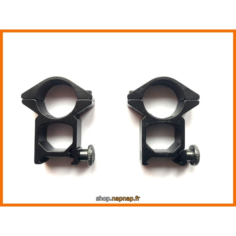 Colliers de montage lunette HAUT A TUNNEL Ø25.4mm / rail 20mm weaver et picatinny