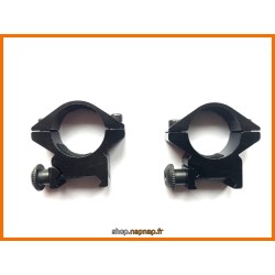 Colliers de montage lunette NON REHAUSSE Ø25.4mm / rail 20mm weaver et picatinny