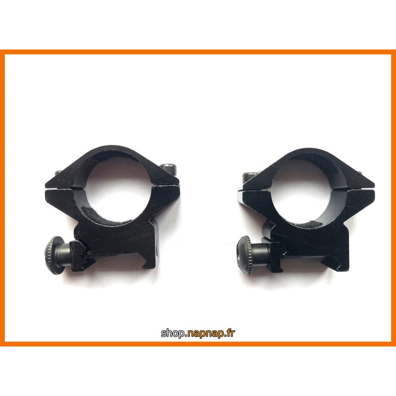 Colliers de montage lunette NON REHAUSSE Ø25.4mm / rail 20mm weaver et picatinny