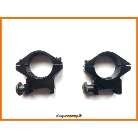 Colliers de montage lunette NON REHAUSSE Ø25.4mm / rail 20mm weaver et picatinny