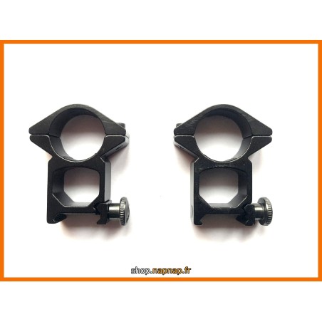 Colliers de montage lunette HAUT A TUNNEL Ø25.4mm / rail 20mm weaver et picatinny