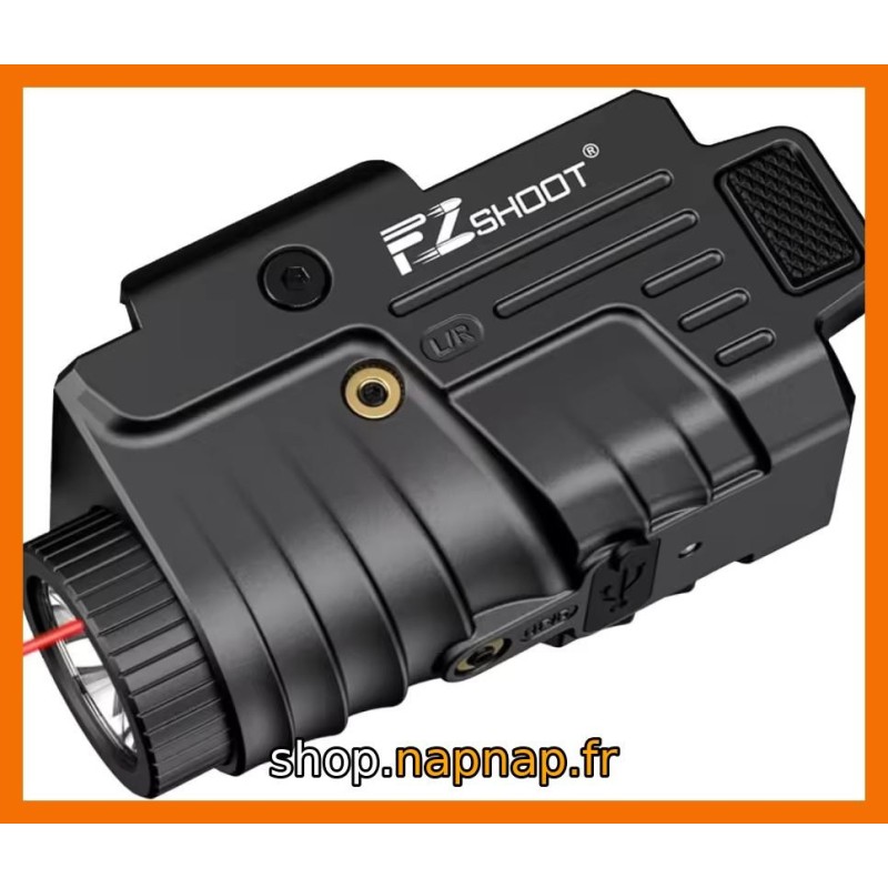 EZshoot: Lampe Rechargeable stroboscopique en Aluminium avec Faisceau Laser Rouge