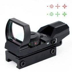 Point rouge:  Viseur tactique – 4 réticules – 5 niveaux de luminosité – Rail picatinny standard