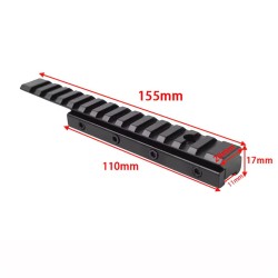 Rail picatinny: Adaptateur de rail de 11 mm à 20 mm, de type queue d'aronde, 155 mm, aluminium