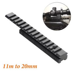 Rail picatinny: Adaptateur de rail de 11 mm à 20 mm, de type queue d'aronde, 155 mm, aluminium