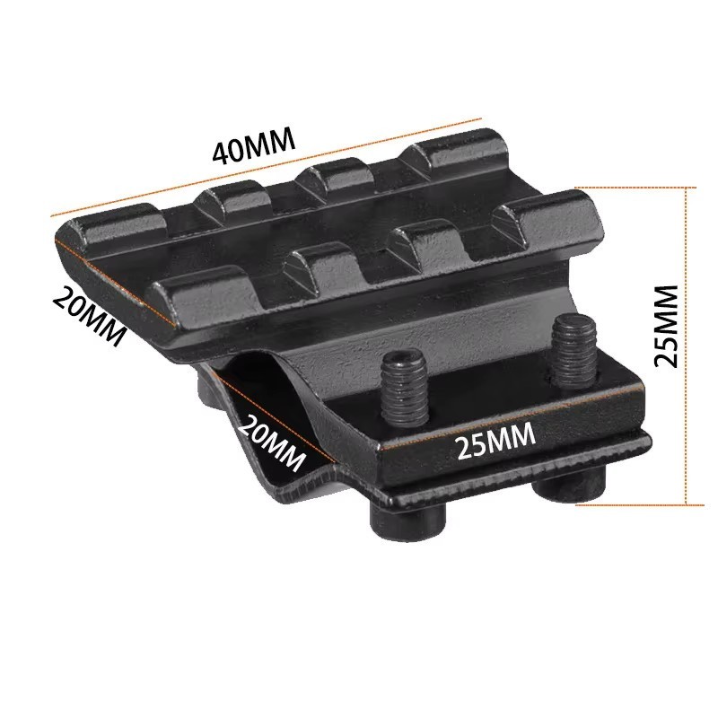 Rail picatinny: Adaptateur universel de canon pour montage tactique, rail 20mm. Aluminium.