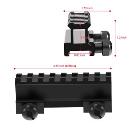 Rail picatinny: Réhausse picatinny haute, 8 slots, aluminium