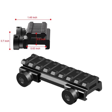 Rail picatinny: Réhausse picatinny, basse, 8 slots, aluminium