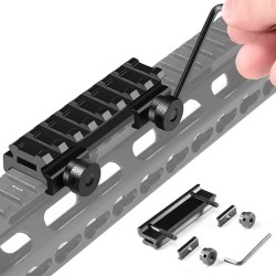 Rail picatinny: Réhausse picatinny, basse, 8 slots, aluminium