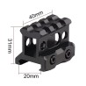 Rail picatinny: Réhausse picatinny 3 slots, aluminium