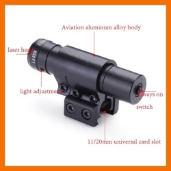 Viseur laser rouge avec collier en aluminium, compatible rail 11mm et rail picatinny 20 mm