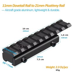 Adaptateur Picatinny 11 mm vers 21 mm – Aluminium