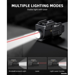 Lampe Laser rouge  tactique rechargeable stroboscopique en Aluminium