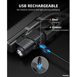 Lampe Laser rouge  tactique rechargeable stroboscopique en Aluminium