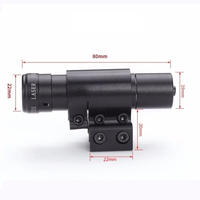 Viseur laser rouge avec collier en aluminium, compatible rail 11mm et rail picatinny 20 mm