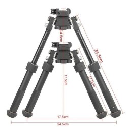 Bipied tactique picatinny en aluminium sur rotule à dégagement rapide