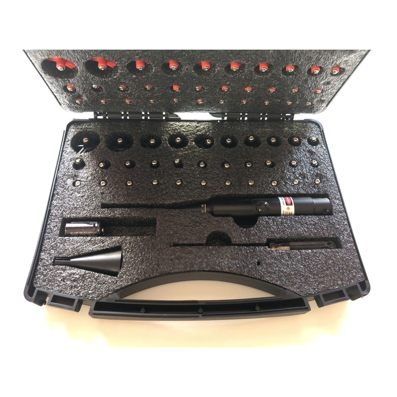 Collimateur laser universel pour réglage de lunette – 32 adaptateurs (.159 à .998 / 4,0 à 25,3 mm)
