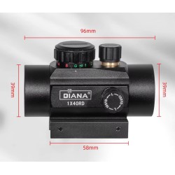 Red dot Diana 1X40 RD point rouge et vert pour rail de 11 et 20 mm